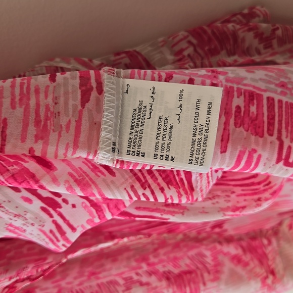 2/$12 Sheer Pink Patterned Women's Top - Picture 4 of 6